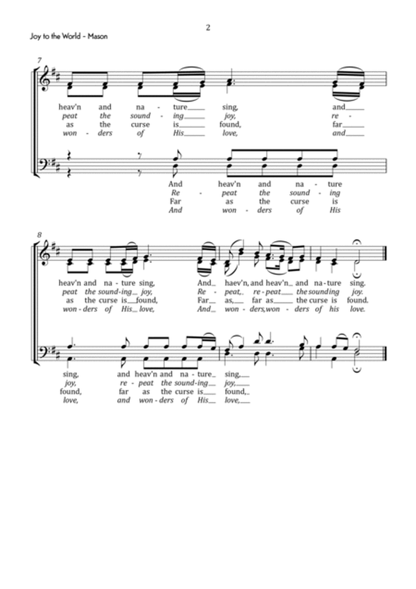 Mason - Joy to the World in D Major - Easy image number null