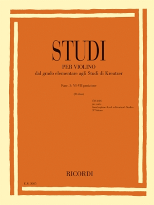 Book cover for Studies For Violin - Fasc. III: VI-VII Positions