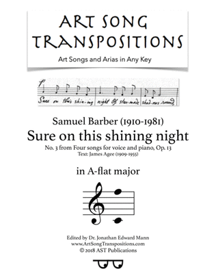 Book cover for Sure On This Shining Night, Op. 13, No. 13