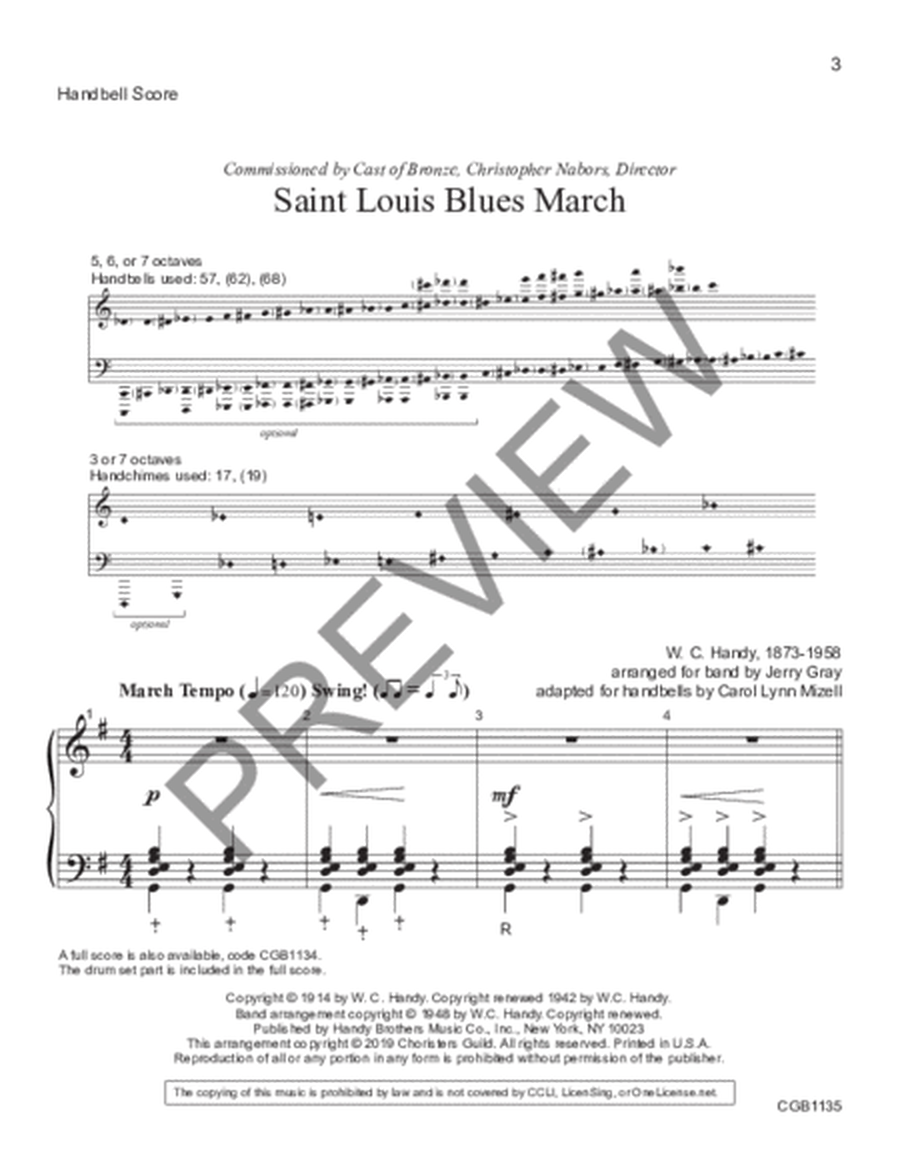 Saint Louis Blues March - Handbell Score image number null