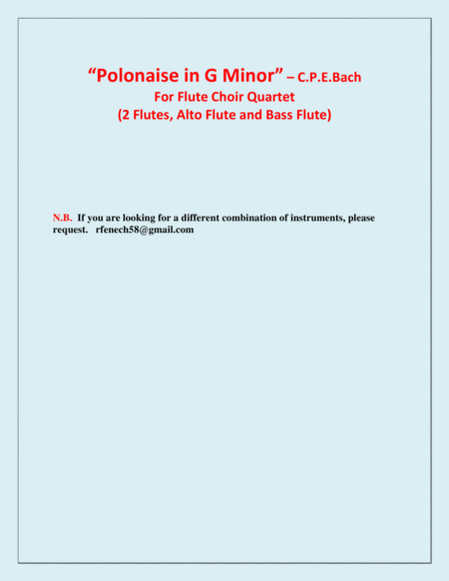 Polonaise in G Minor - Flute Choir Quartet (2 Flutes; Alto Flute and Bass Flute) image number null