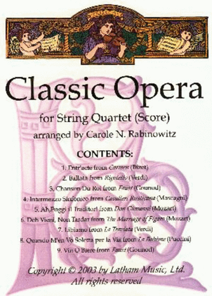 Book cover for Classic Opera For String Quartet Parts