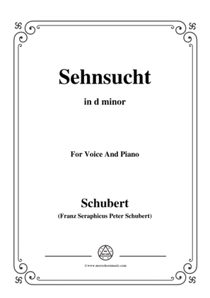 Book cover for Schubert-Sehnsucht,in d minor,Op.105 No.4,for Voice and Piano