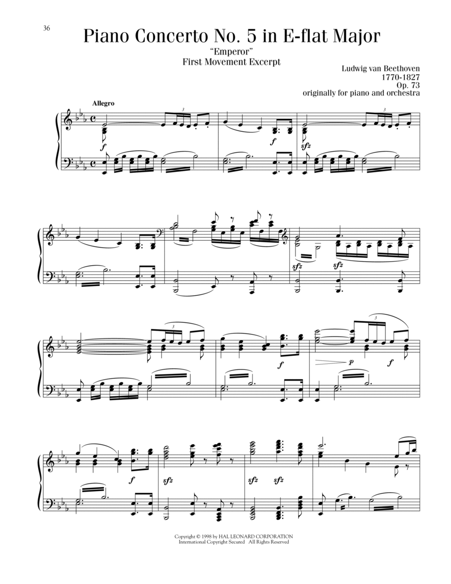 Piano Concerto No. 5 In E-flat Major ("Emperor")