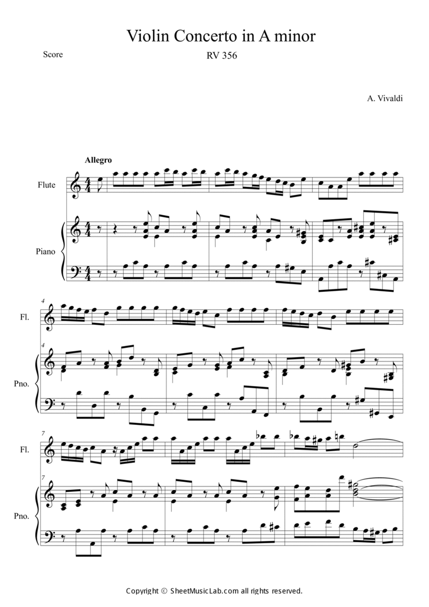 Violin Concerto in A minor RV 356 image number null