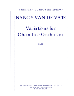 Book cover for [Van de Vate] Variations for Chamber Orchestra