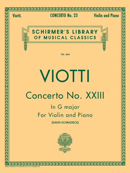 Violin Concerto No. 23 In G Major - Violin/Piano