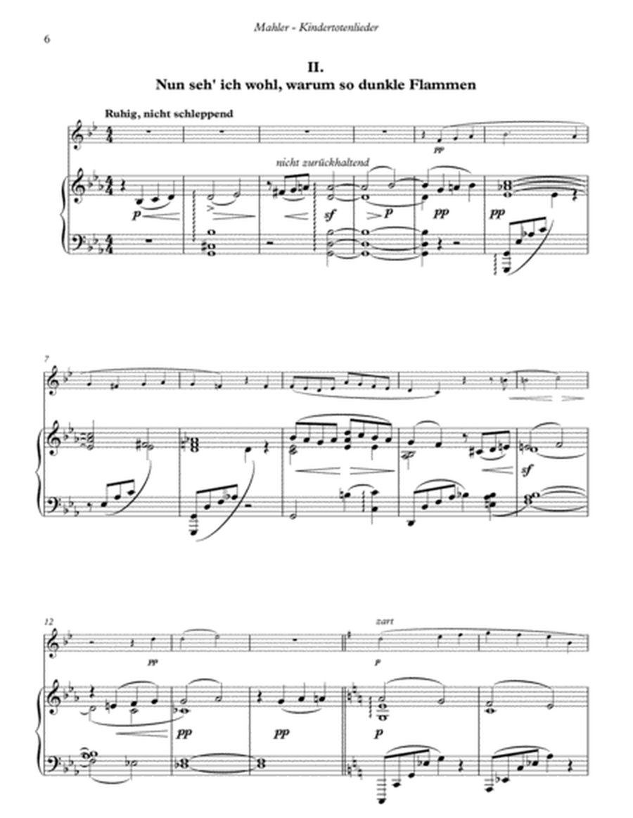 Kindertotenlieder for Horn in F and Piano accompaniment