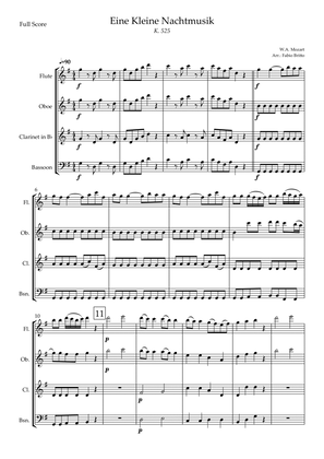 Book cover for Eine kleine Nachtmusik (W.A. Mozart) for Woodwind Quartet (Simplified)