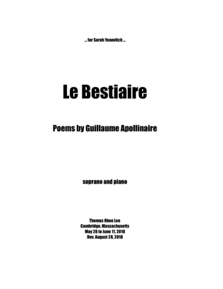 Book cover for Le Bestiaire (2018) for soprano and piano