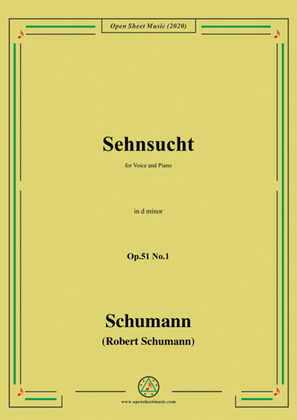 Book cover for Schumann-Sehnsucht,Op.51 No.1,in d minor,for Voice and Piano