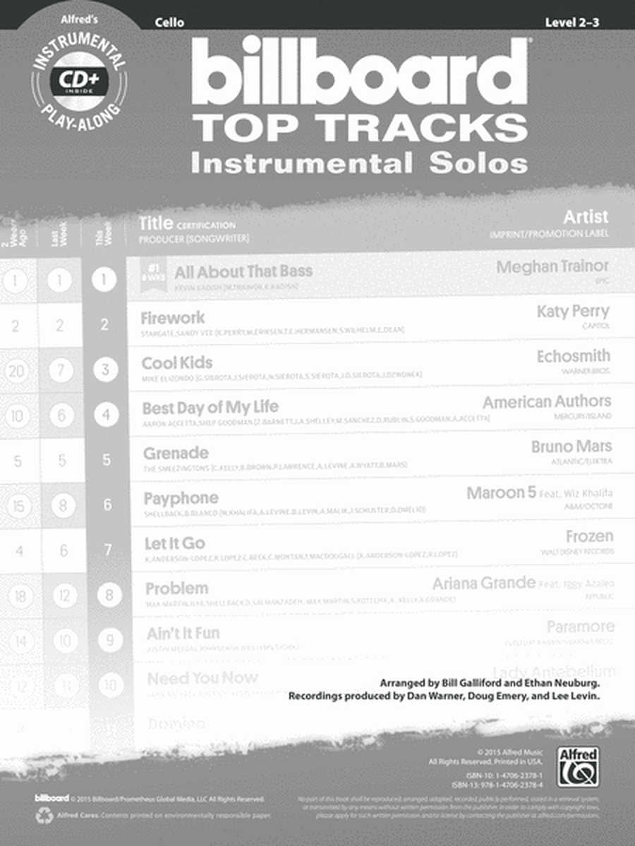 Billboard Top Tracks Instrumental Solos for Strings image number null