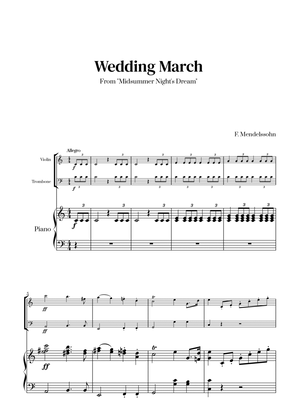 Book cover for Felix Mendelssohn - Wedding March From Midsummer Night's Dream for Violin, Trombone and Piano