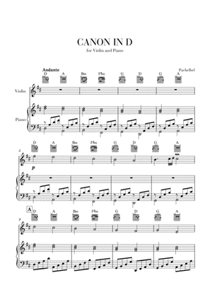 Book cover for Canon in D for Violin and Piano with Guitar Chords