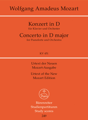 Book cover for Piano Concerto D major, KV 451