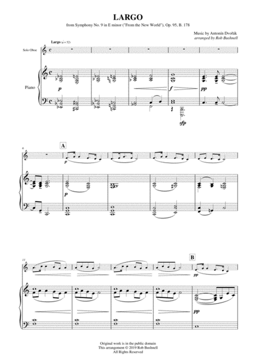 Largo from Symphony No.9 ("From the New World") (Dvorak) - Theme for Solo Oboe and Piano image number null