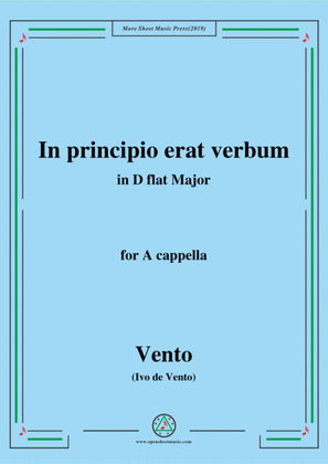 Book cover for Vento-In principio erat verbum,in D flat Major,for A cappella