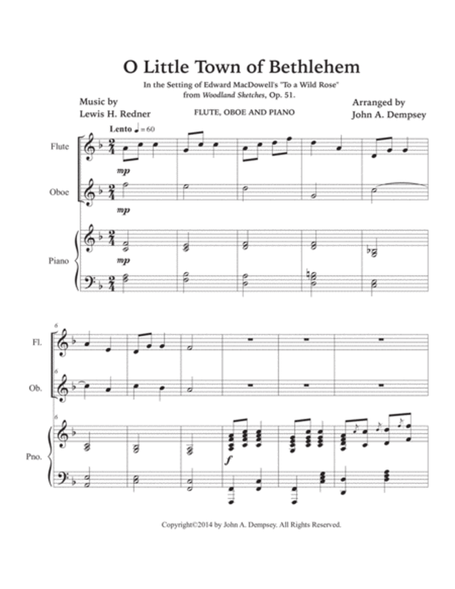 O Little Town of Bethlehem (Trio for Flute, Oboe and Piano) image number null