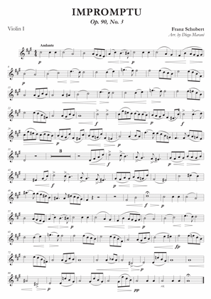 Impromptu Op. 90, No. 3 for String Quartet - Easy Version
