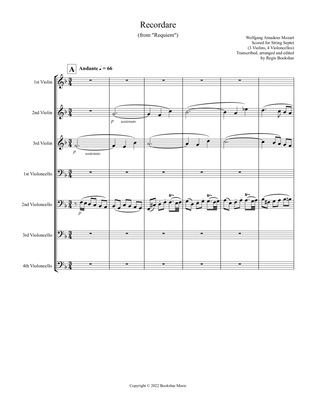 Book cover for Recordare (from "Requiem") (F) (String Septet - 3 Violins, 4 Cellos)