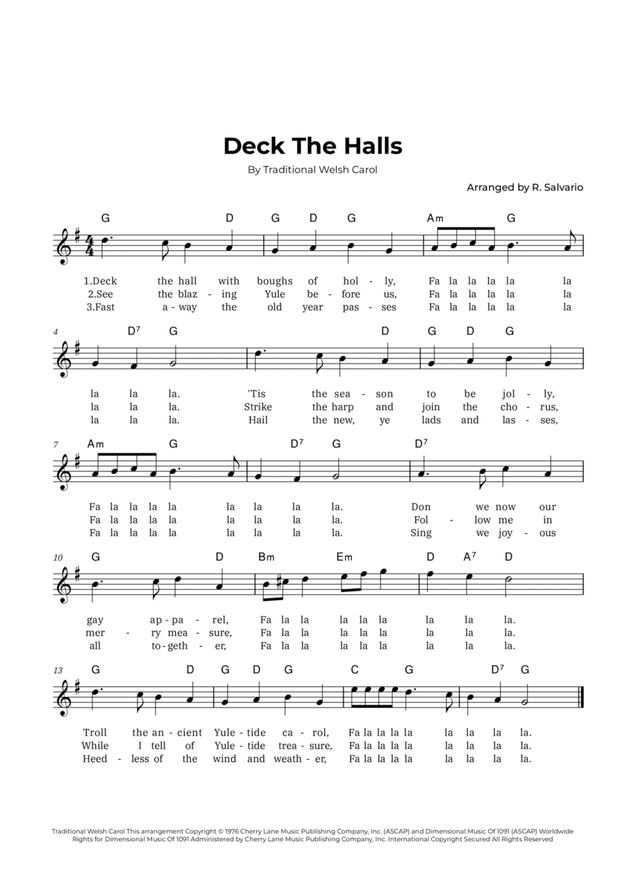 Deck the Halls C major Sheet music for Piano (Solo) Easy