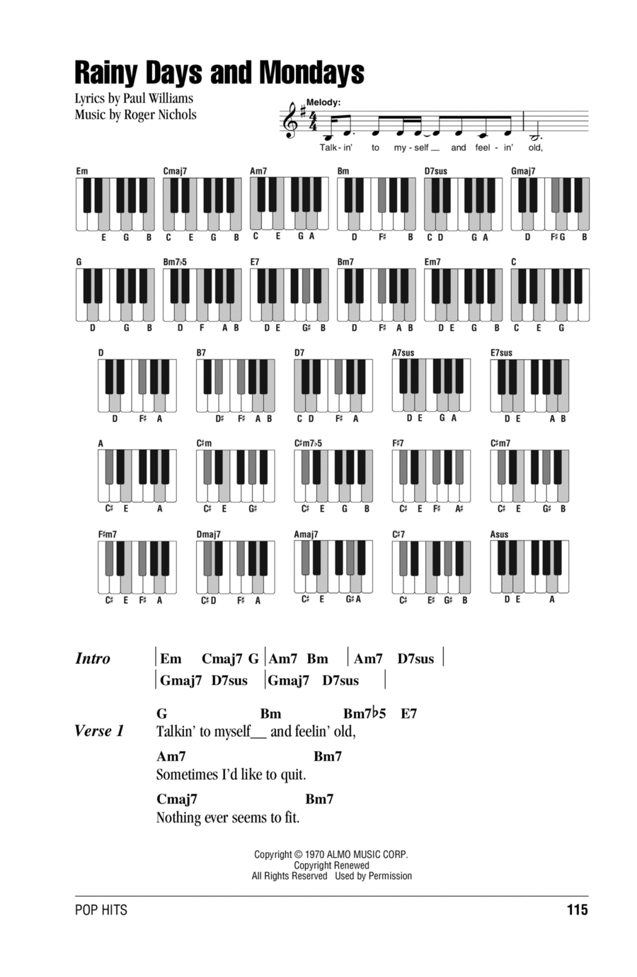 Rainy Days and Mondays by The Carpenters - Choir - Sheet Music