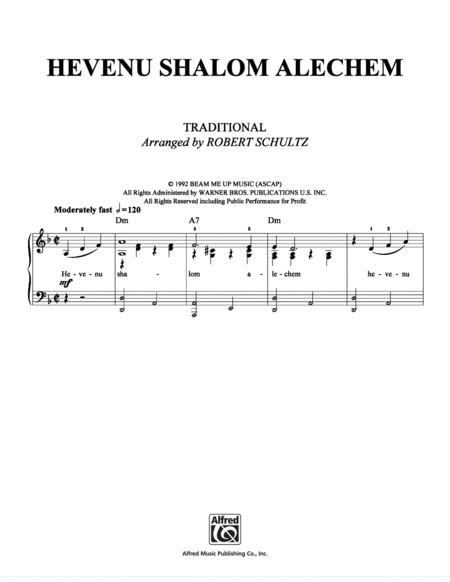 Hevenu Shalom Alechem Sheet Music for a duet, ensamble. הבאנו שלום עליכם |  Easy piano with chords | Jewish song | Jewish Music