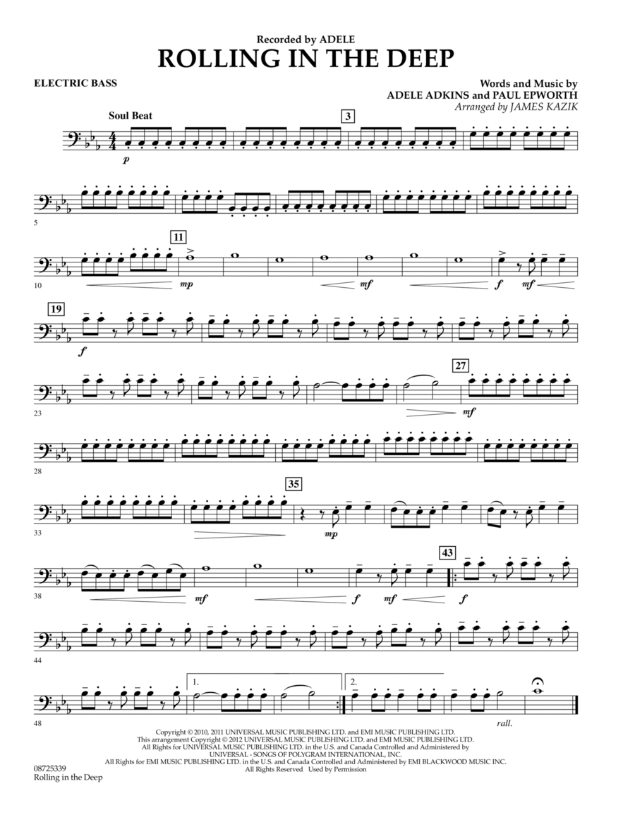 Rolling In The Deep - Bass by Adele - Concert Band - Digital Sheet Music |  Sheet Music Plus