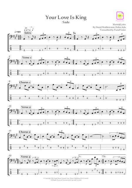 Your Love Is King by Sade - Electric Guitar - Digital Sheet Music