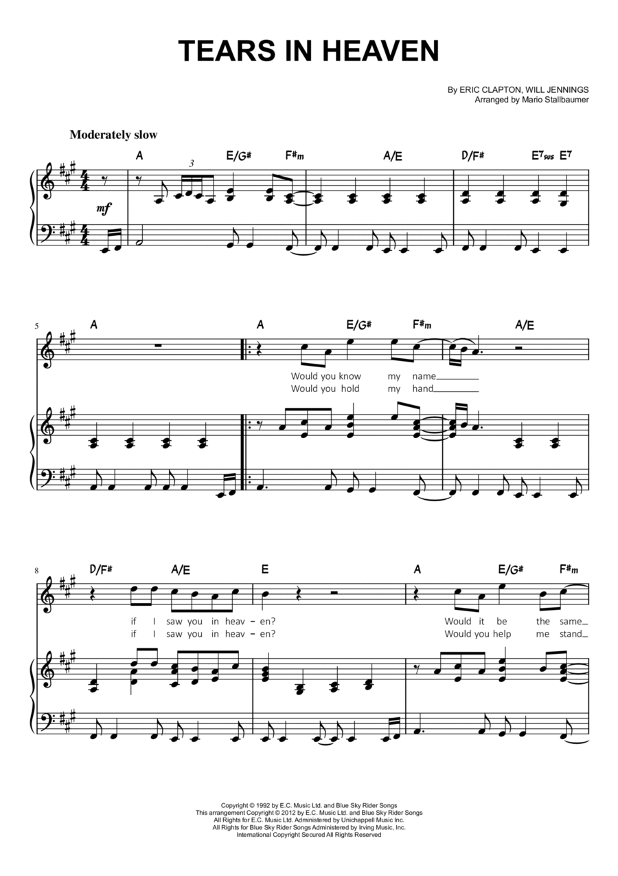 Tears in Heaven Sheet music for Piano (Solo) Easy