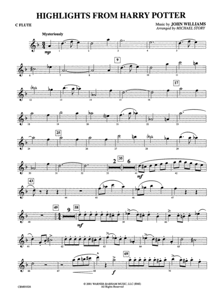 flute sheet music harry potter