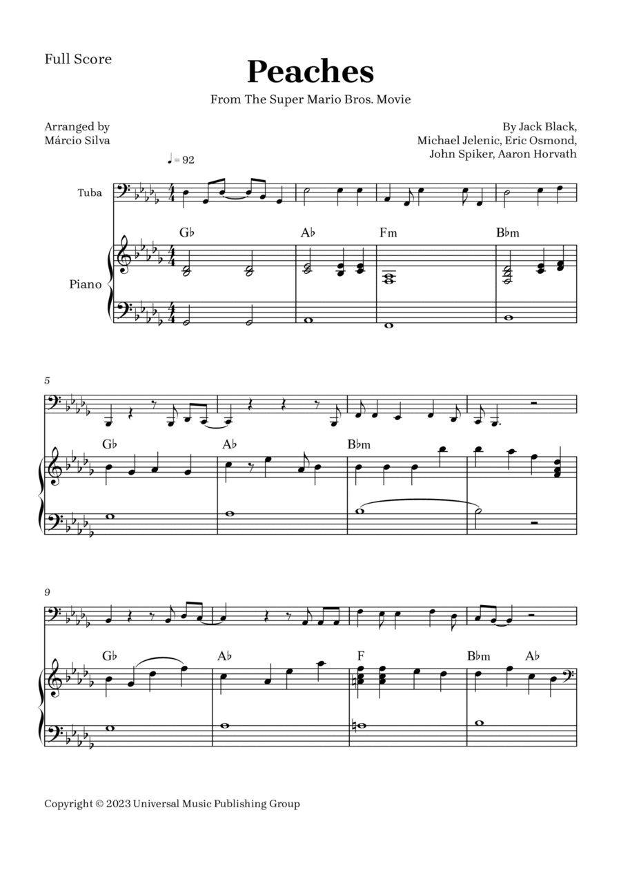 Peaches - Piano - Digital Sheet Music