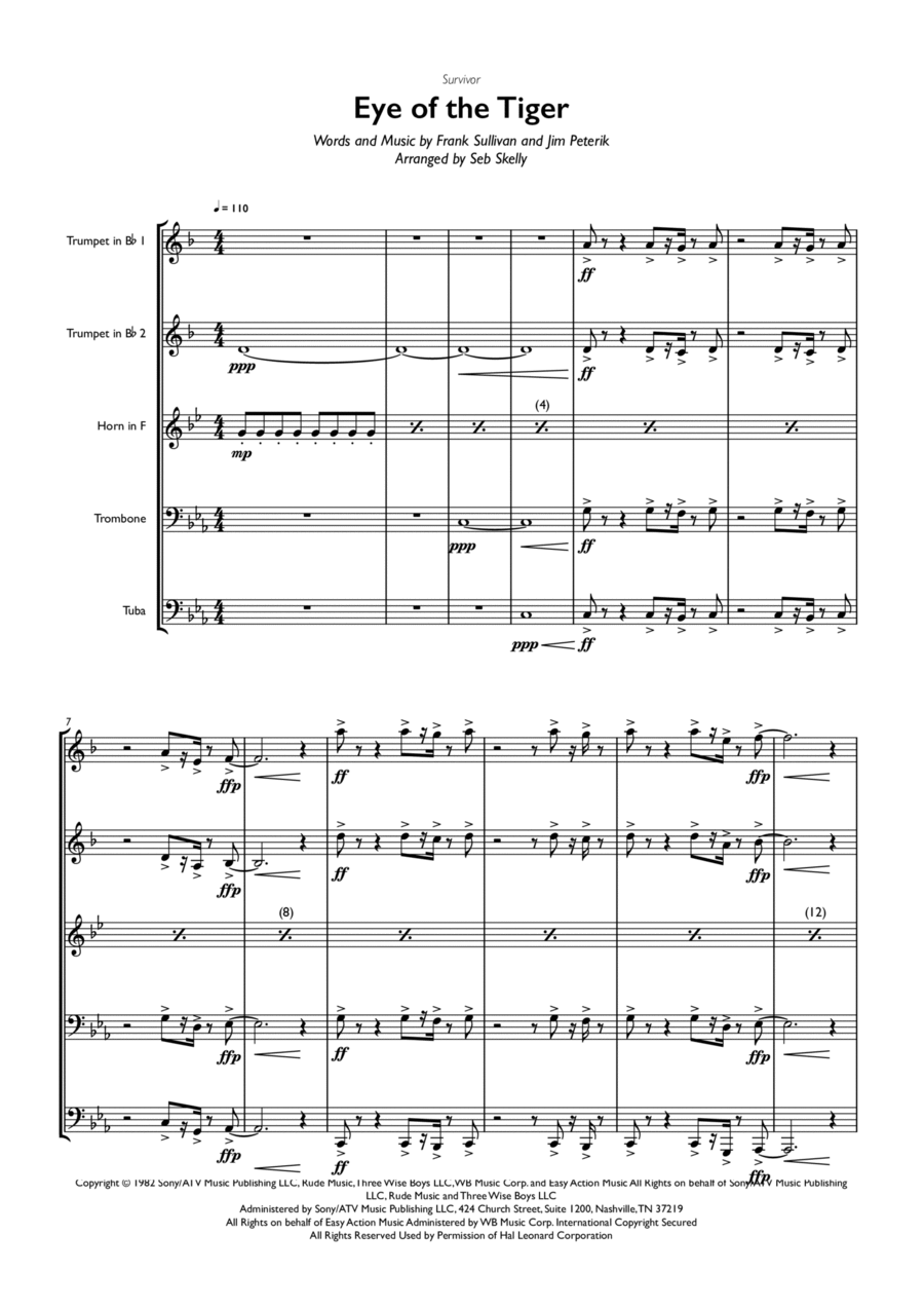 Survivor - Eye of the Tiger - For Trumpet Sheet music for Piano (Solo) Easy