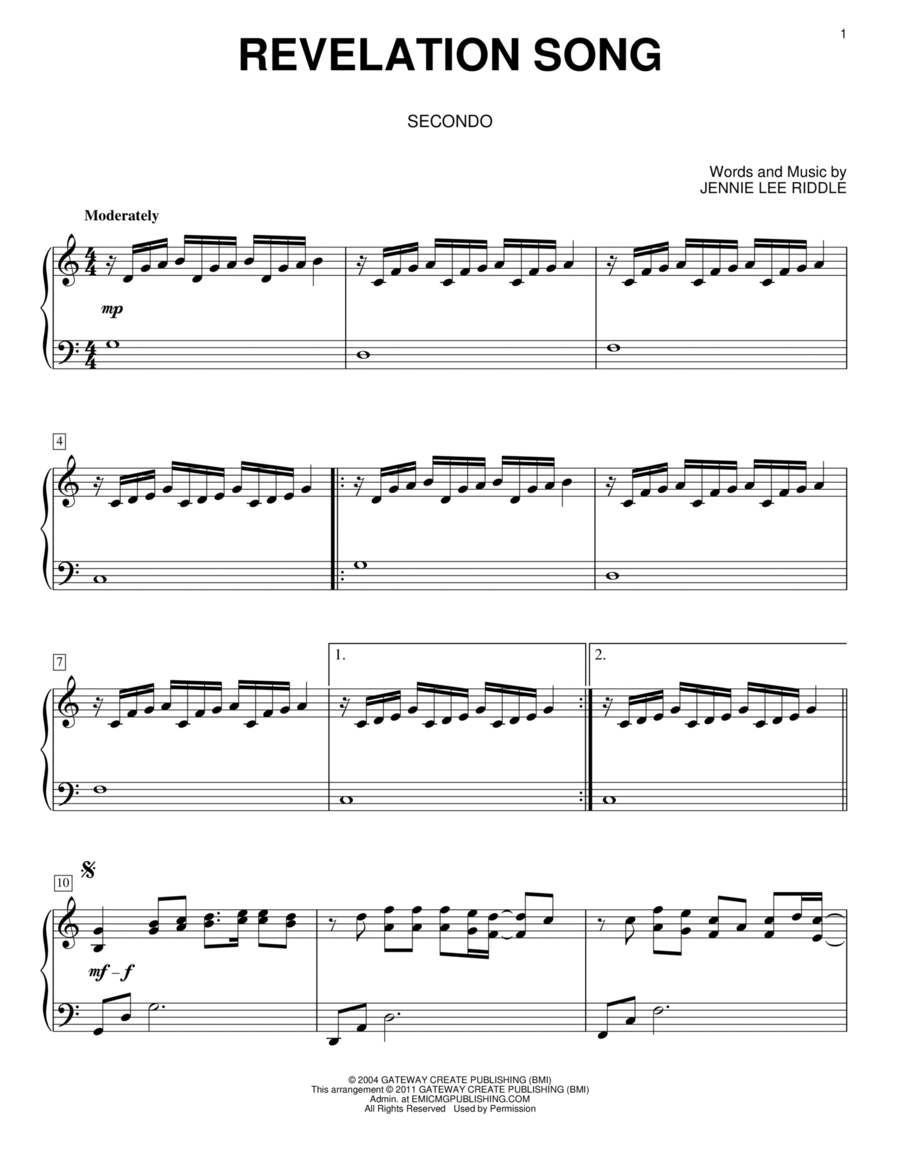 Revelation Song (Intermediate Piano) By Phillips Craig & Dean