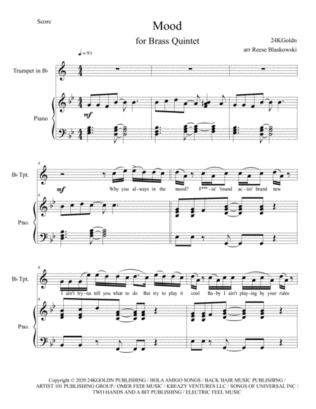 Mood - Trumpet Solo - Digital Sheet Music