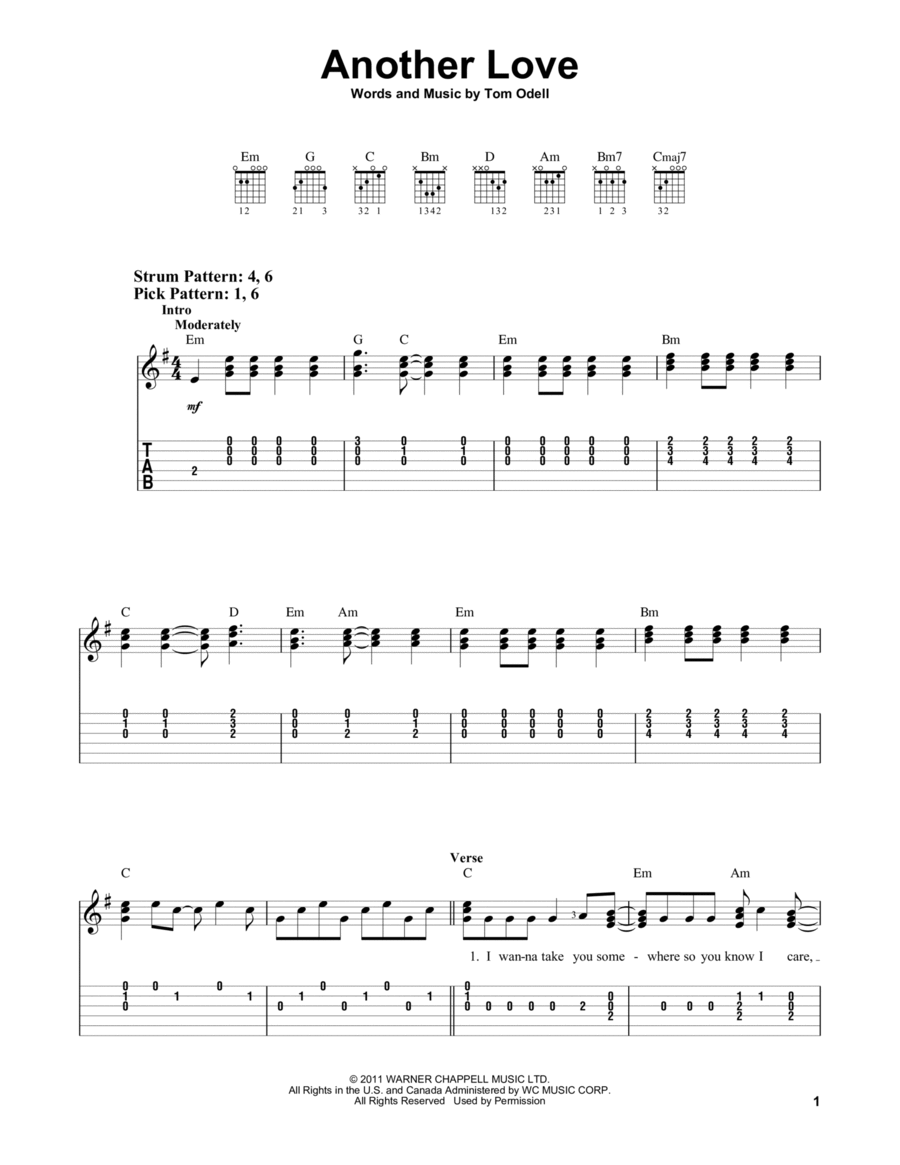 Another love – Tom Odell Another Love-Duo Clarinetto e Chitarra Sheet music  for Guitar, Clarinet other (Mixed Duet)