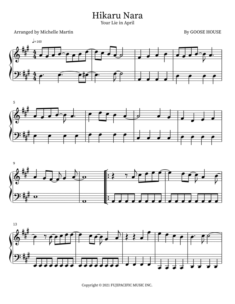 Hikaru Nara Sheet music for Piano (Solo)