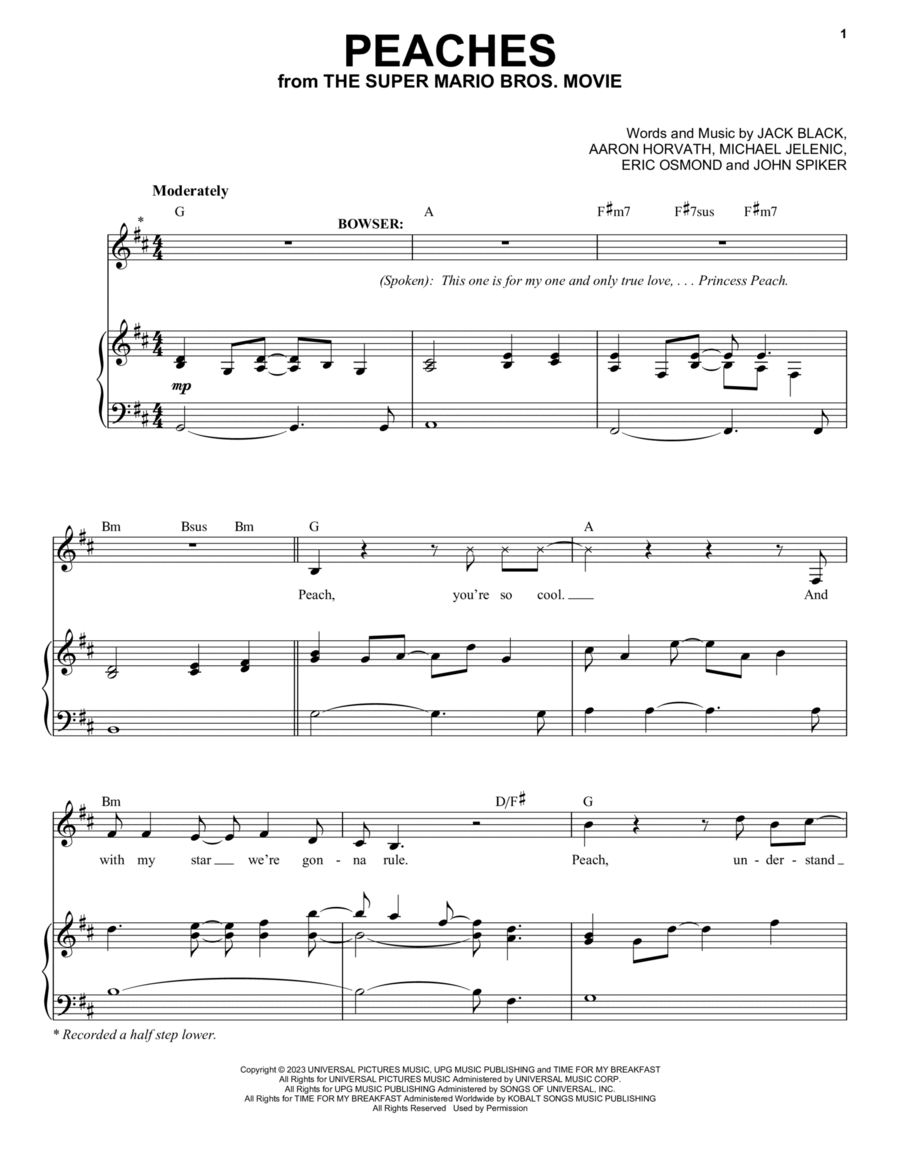 Peaches  The Super Mario Bros. Movie Sheet music for Piano