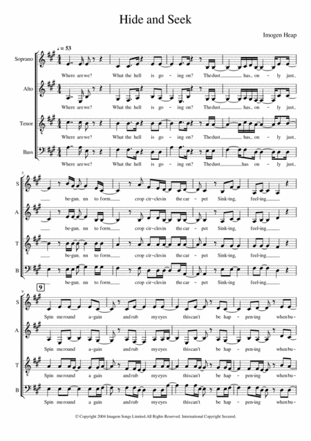 Hide And Seek by Imogen Heap - Choir - Digital Sheet Music