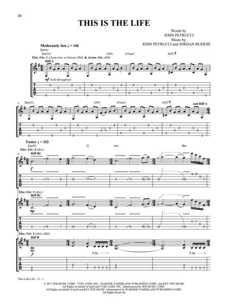 These Walls" Sheet Music by Dream Theater for Guitar Tab/Vocal - Sheet  Music Now