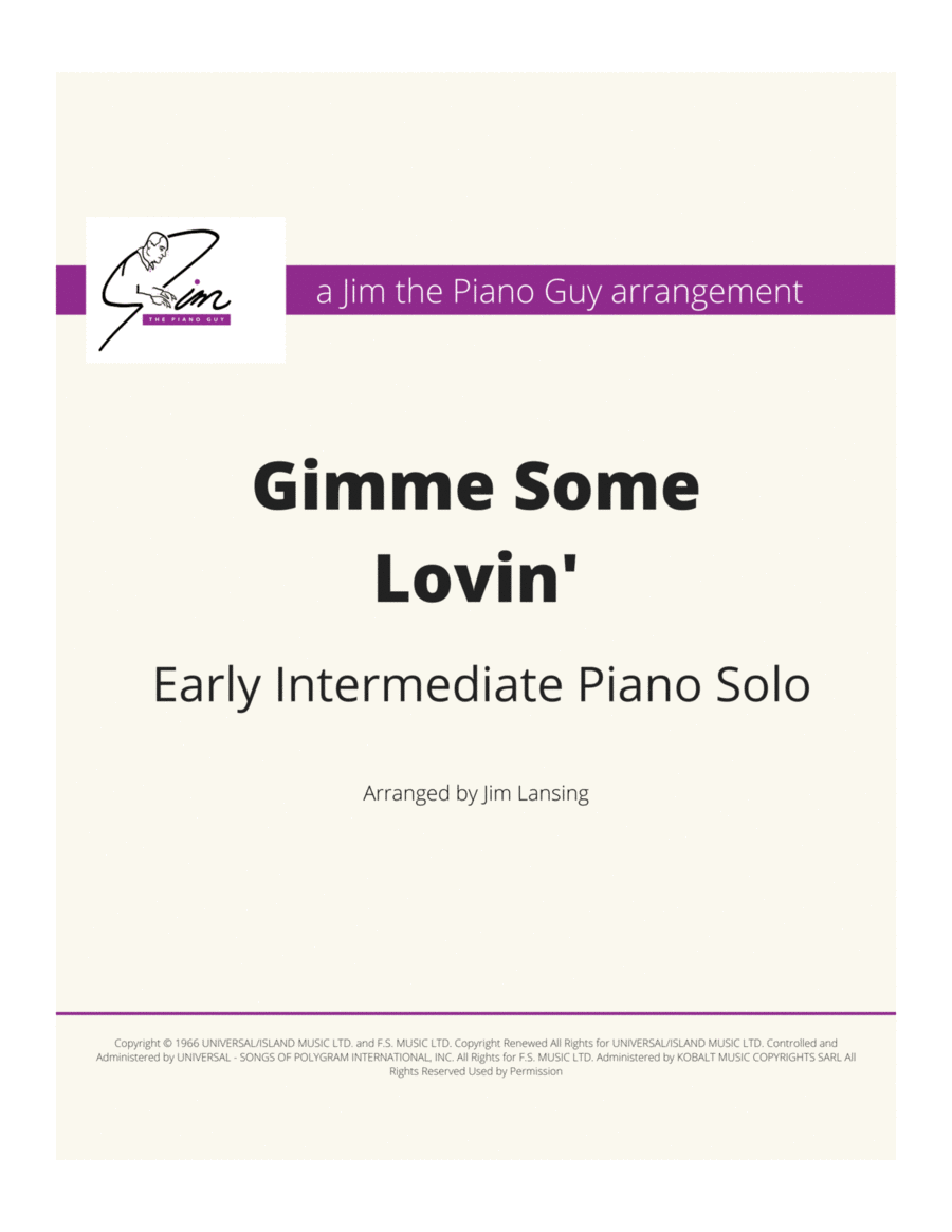 Gimme Some Lovin' by The Spencer Davis Group - Easy Piano - Digital ...